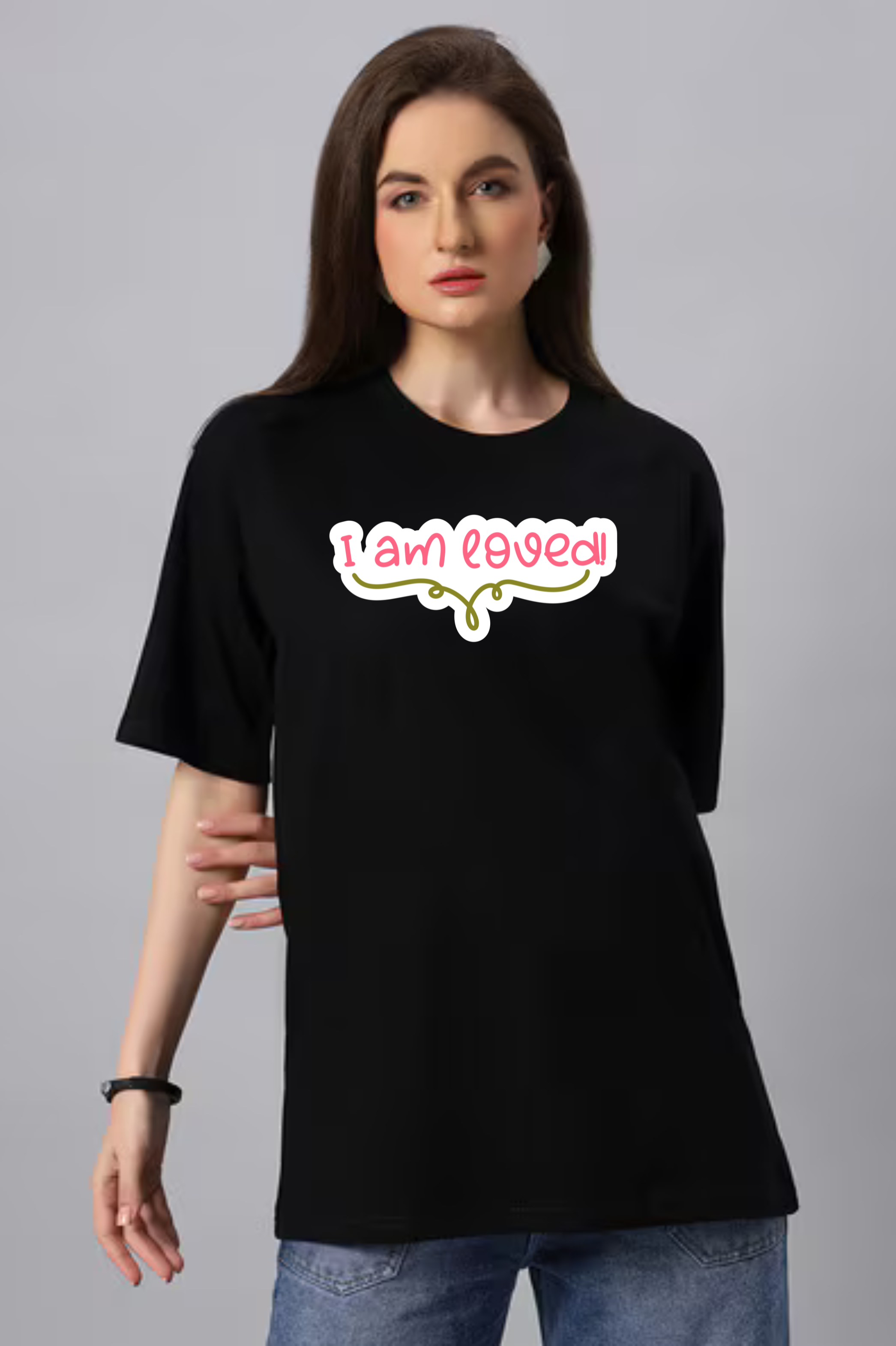 I Am Loved Graphic Printed Classic Oversized T-shirt For Women [240GSM]