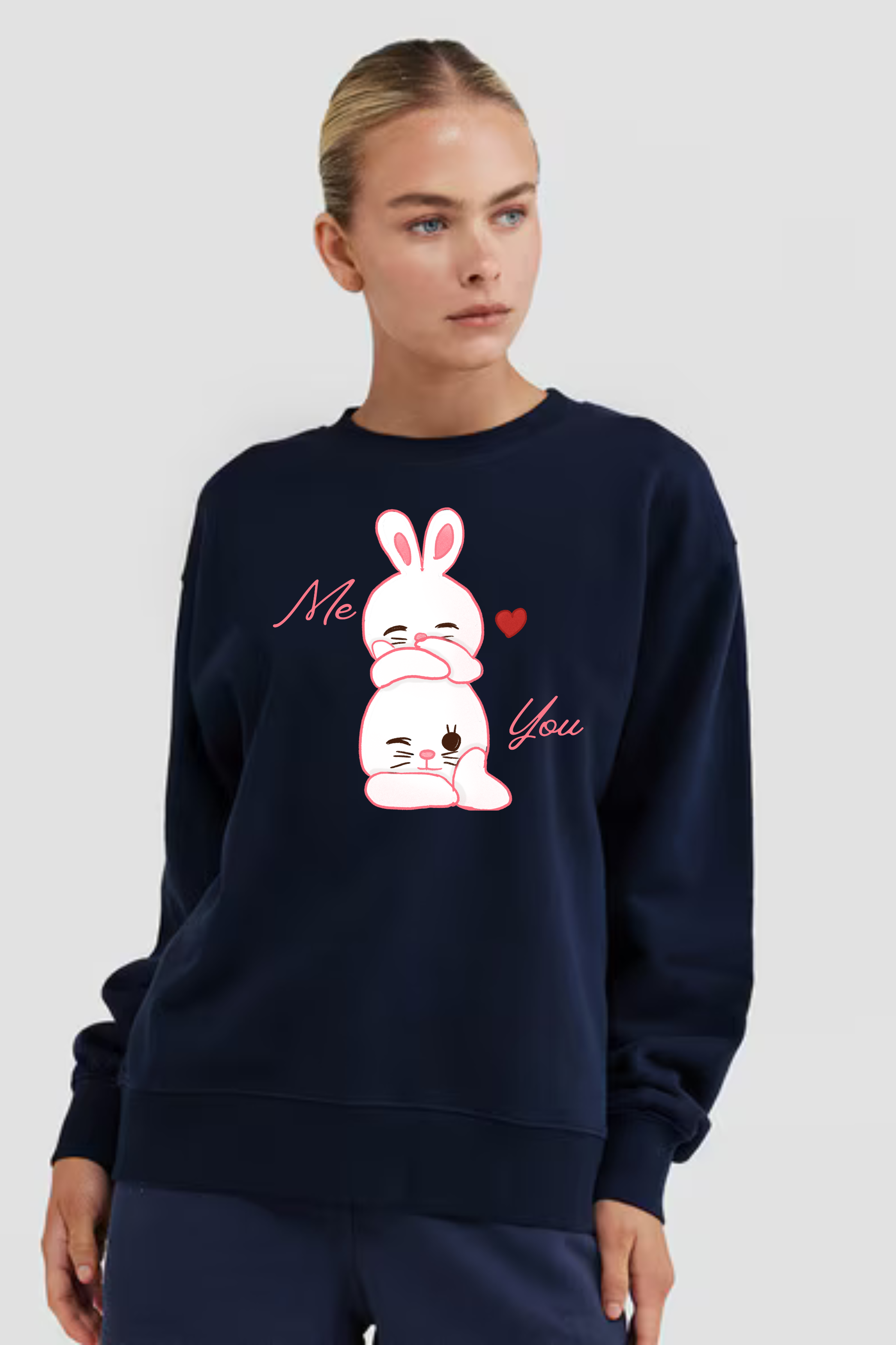 Me & You Oversized Graphic Printed Sweatshirt For Women [ Heavyweight 400 GSM ]