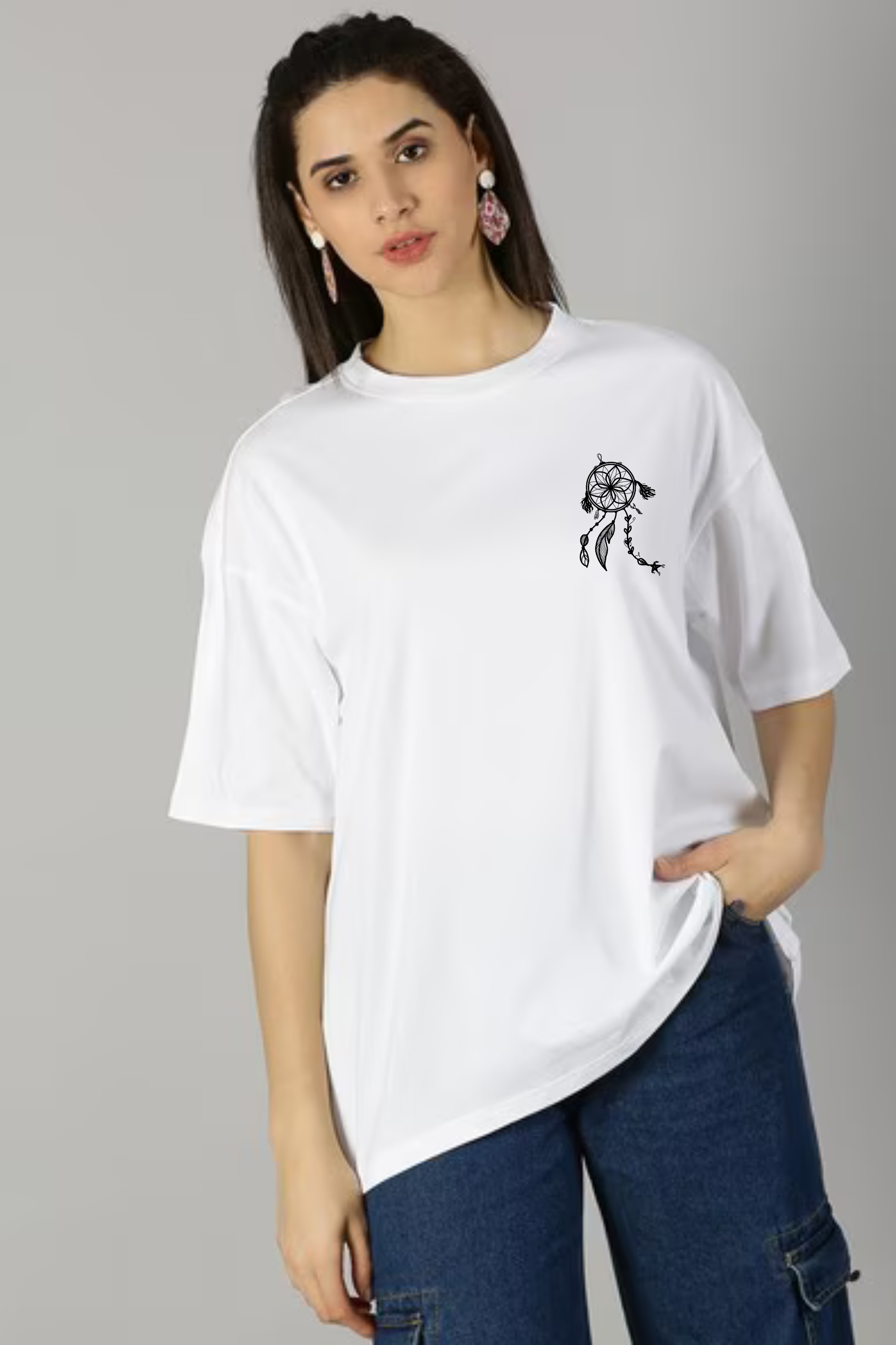 Evil Eye Graphic Printed Classic Oversized T-shirt For Women [240GSM]
