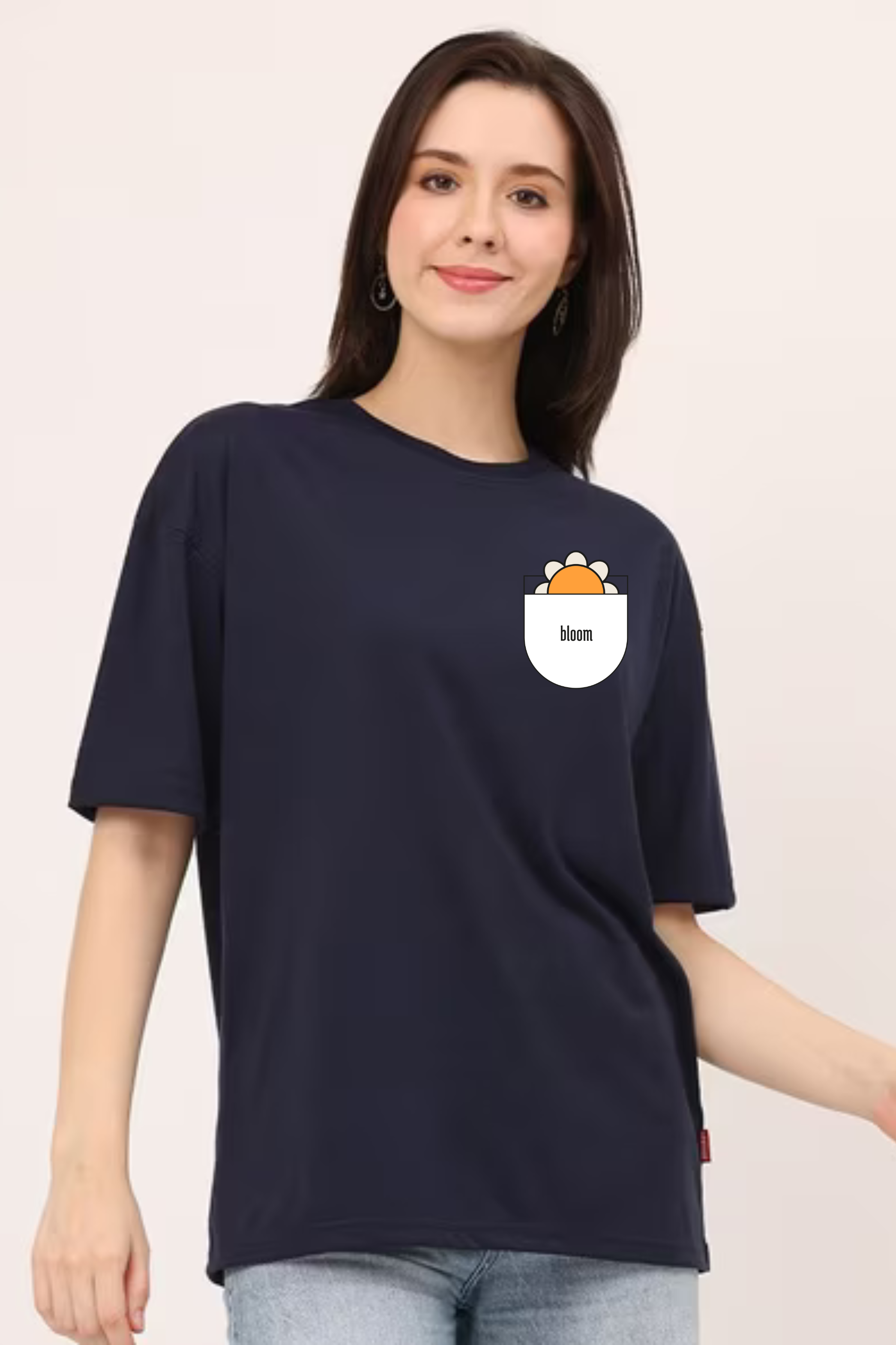 Bloom And Grow Classic Oversized Front and Back  Graphic Printed T-shirt for Women[240GSM]