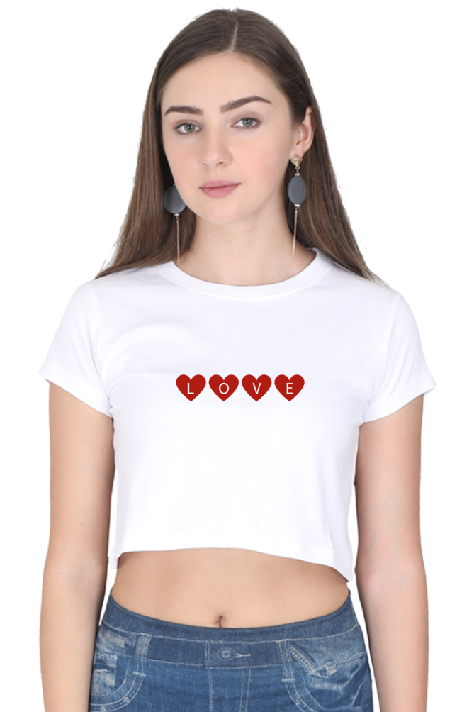 Love Heart Printed Crop Top For Women