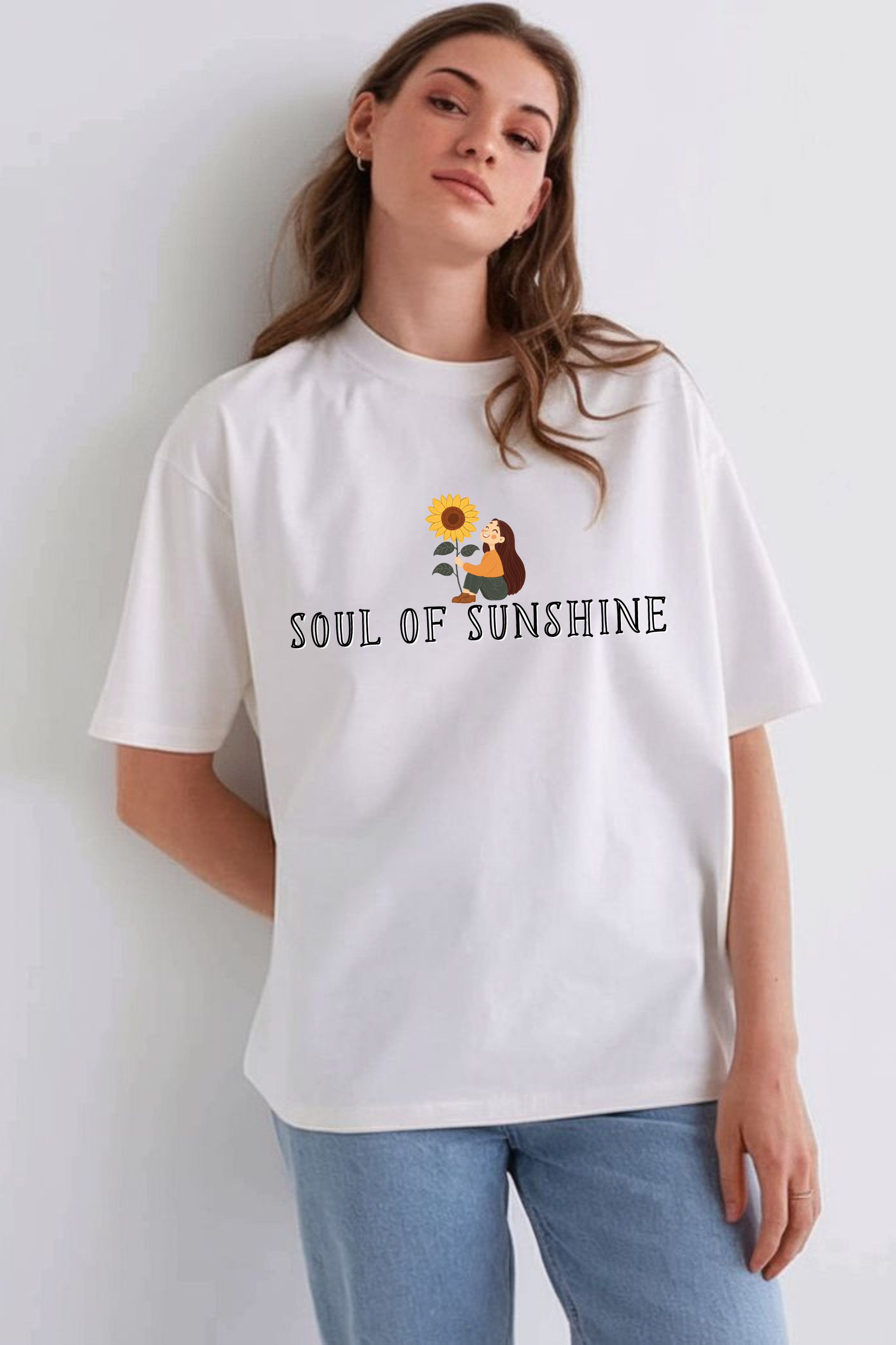 Soul Of Sunshine Graphic Printed Classic Oversized T-shirt For Women [240GSM]