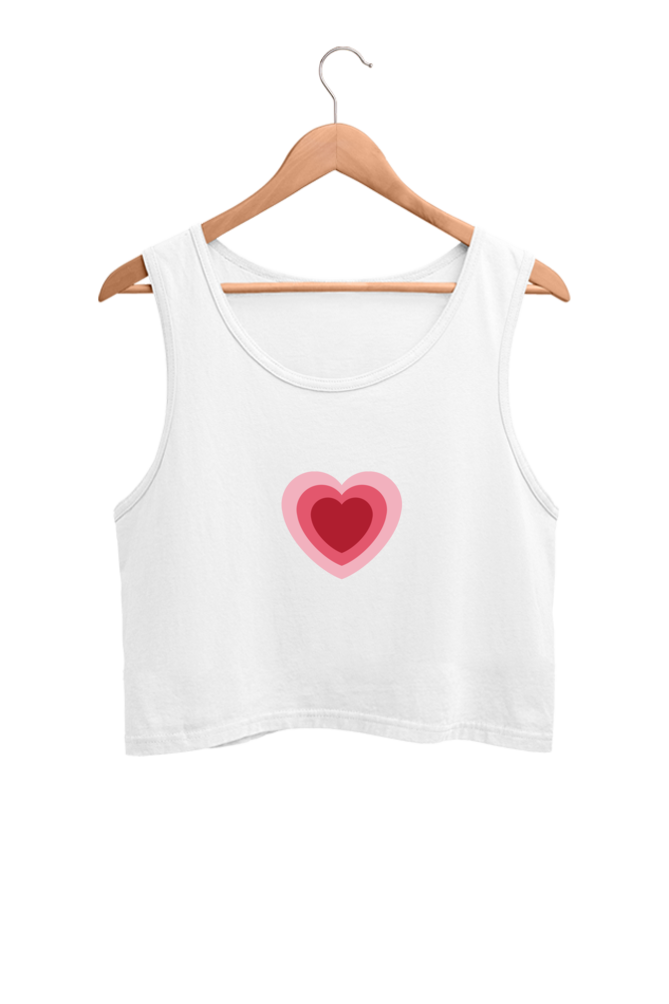 Heart Printed Crop Tank Top For Women
