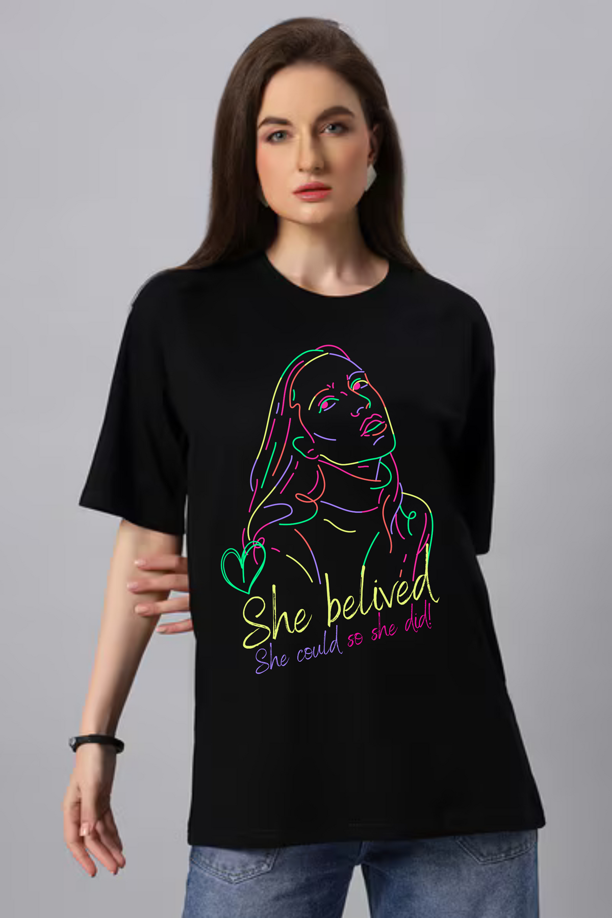 Confidence Graphic Classic Oversized T-shirt for Women [240 GSM]