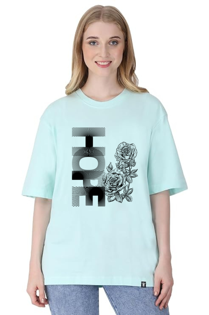 Hope Graphic Printed Classic Oversized T-shirt for Women [240GSM]