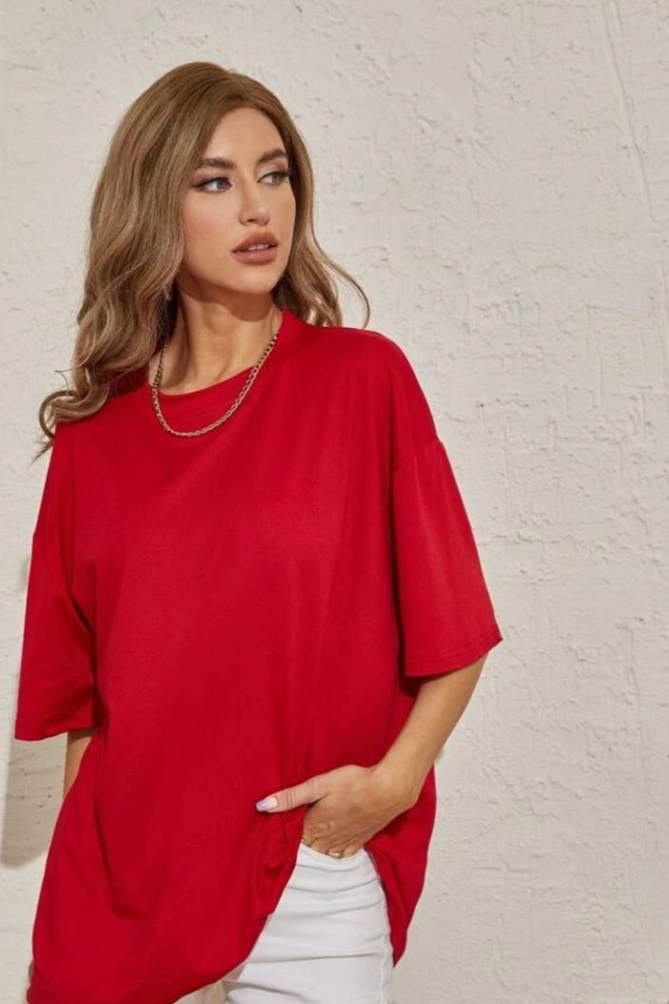 Solid Oversized Classic T-shirt for Women[240GSM]