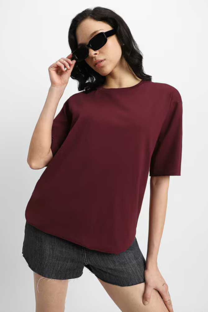 Solid Oversized Classic T-shirt for Women[240GSM]