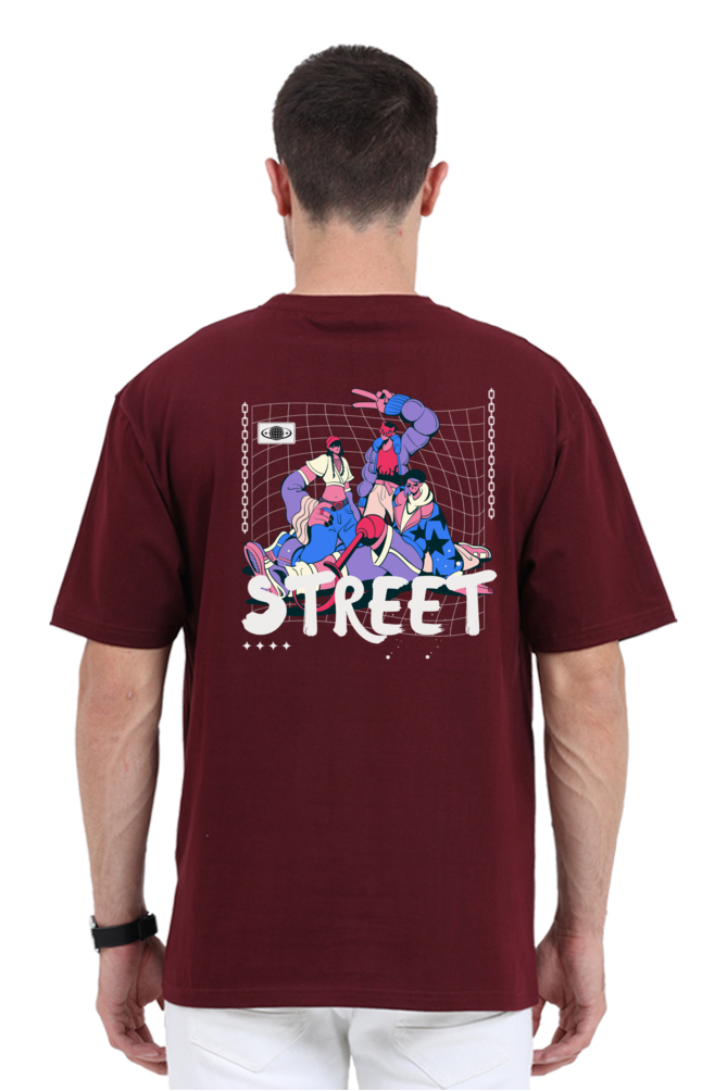 Korean Street Graphic Front And Back Printed Classic Oversized T-shirt for men [240GSM]