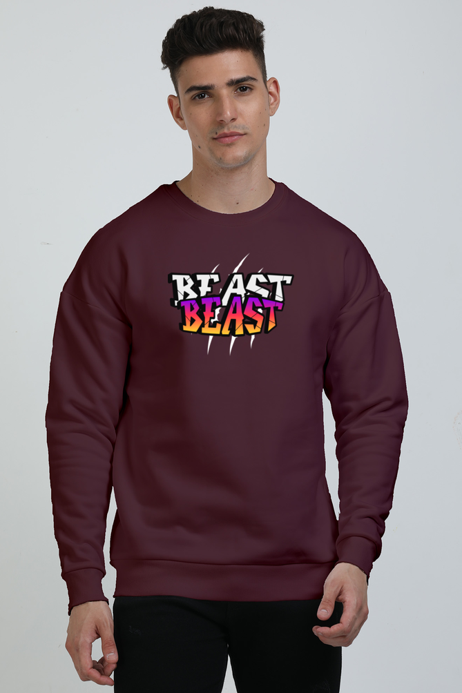 Beast Graphic Printed Oversized Sweatshirts For Men [ Heavyweight 400 GSM ]
