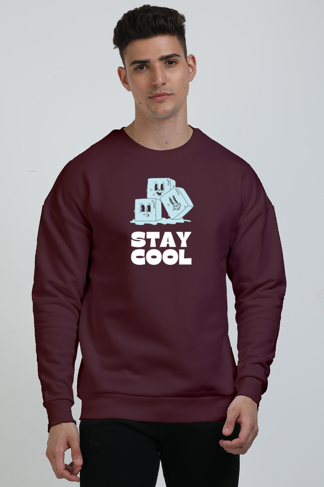 Stay Cool  Graphic Printed Oversized Sweatshirts For Men [ Heavyweight 400 GSM ]