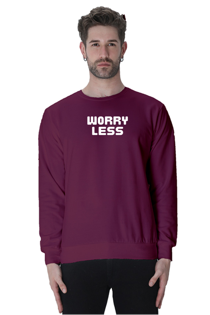 Worry Less Graphic Printed Sweatshirt For Men [Light Weighted 300 GSM ]