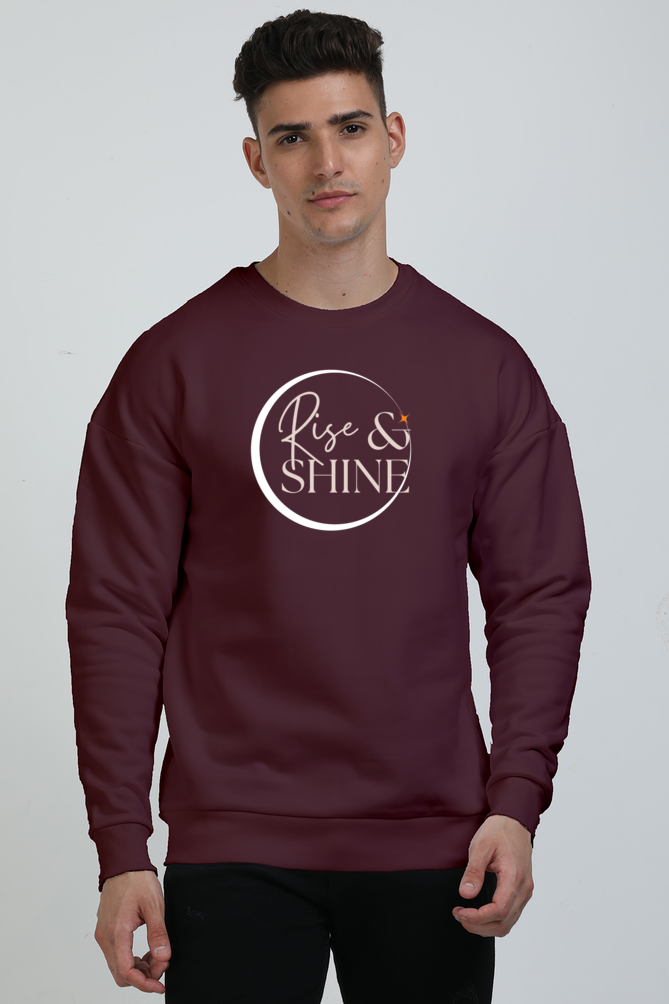 Rise And Shine Graphic Printed Oversized Sweatshirts For Men [ Heavyweight 400 GSM ]