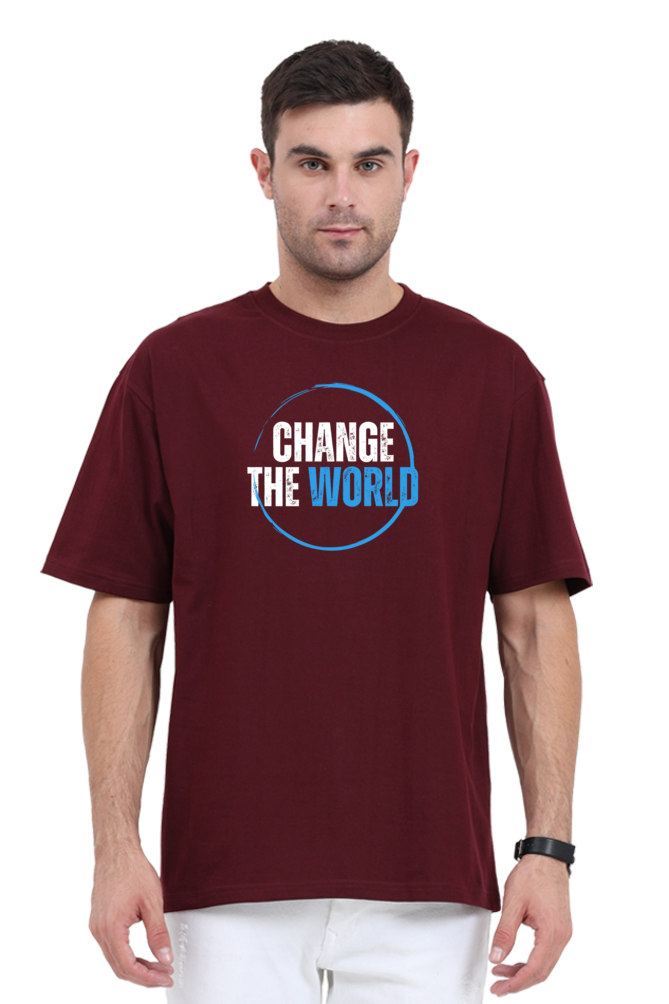 Change The World Graphic Printed Classic Oversized T-shirt for Men