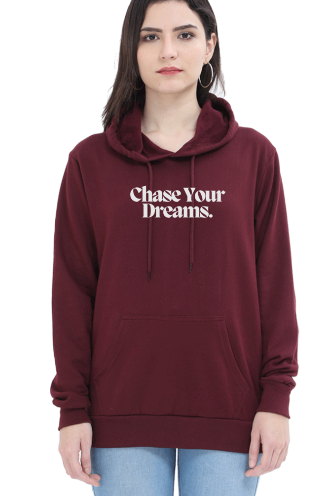 Chase Your Dream Graphic Printed Hoodie For Women [Light Weighted 300 GSM ]