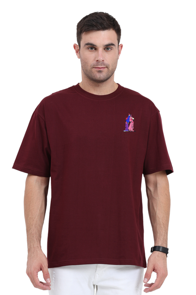 Korean Street Graphic Front And Back Printed Classic Oversized T-shirt for men [240GSM]