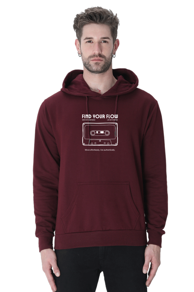 Find Your Flow Graphic Printed Hoodie For Men [Light Weighted 300 GSM ]