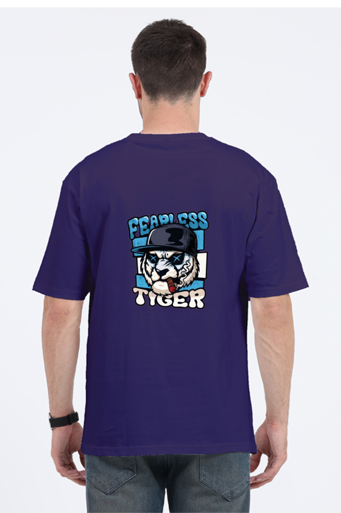 Fearless Tiger Graphic Front And Back Printed Classic  Oversized T-shirt for Men [240 GSM]