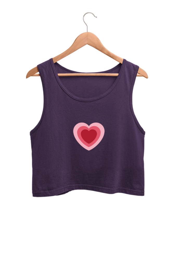 Heart Printed Crop Tank Top For Women