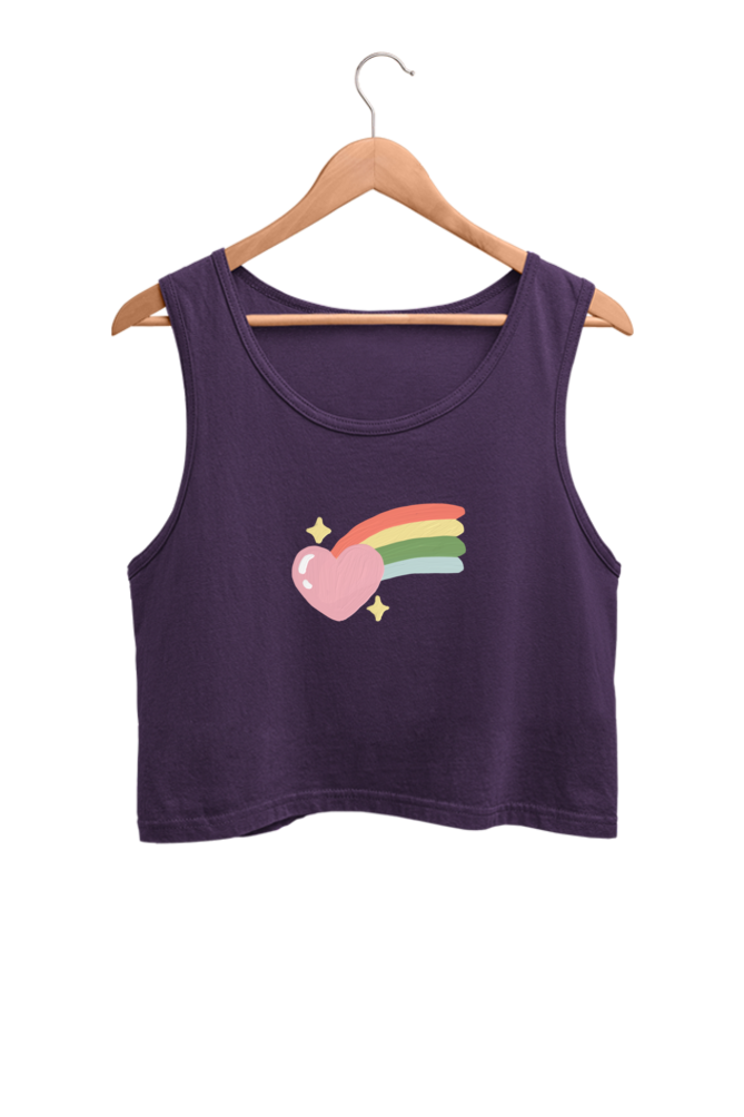Rainbow  Printed Crop Tank Top For Women
