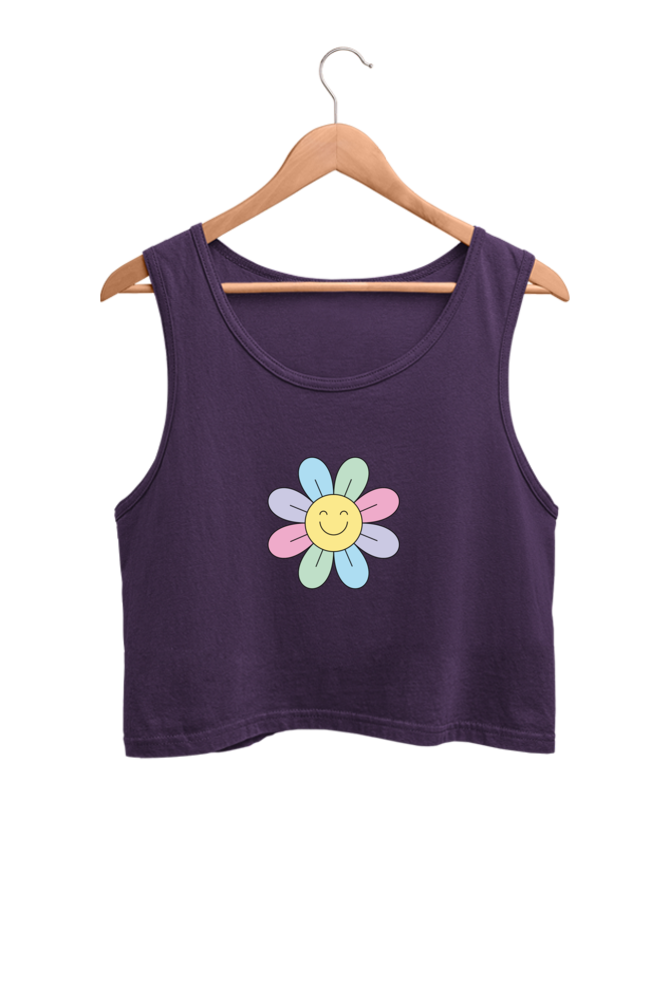 Happy Printed Crop Tank Top For Women