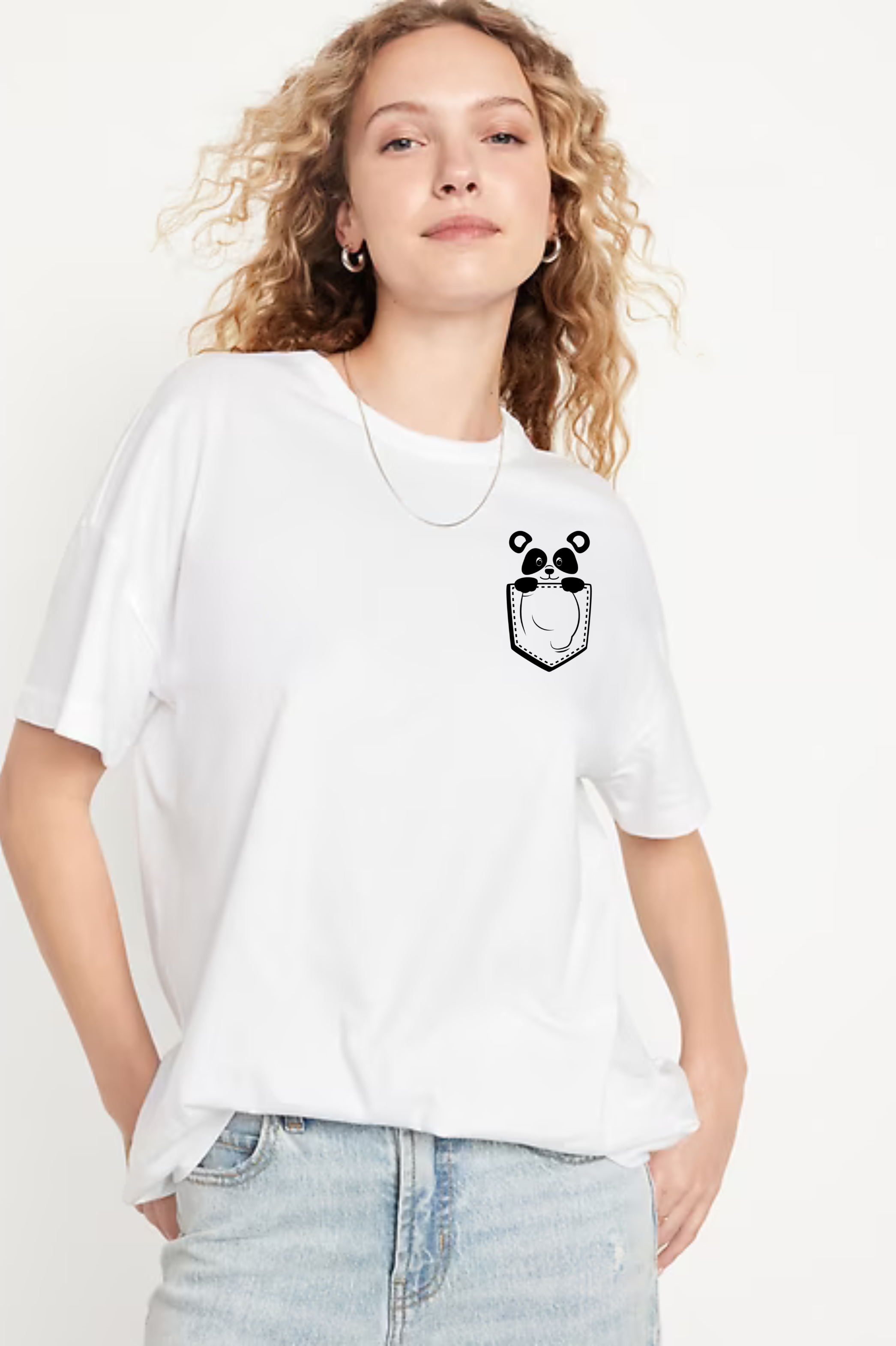 Cute Panda Graphic Printed Classic Oversized T-shirt For Women [240GSM]