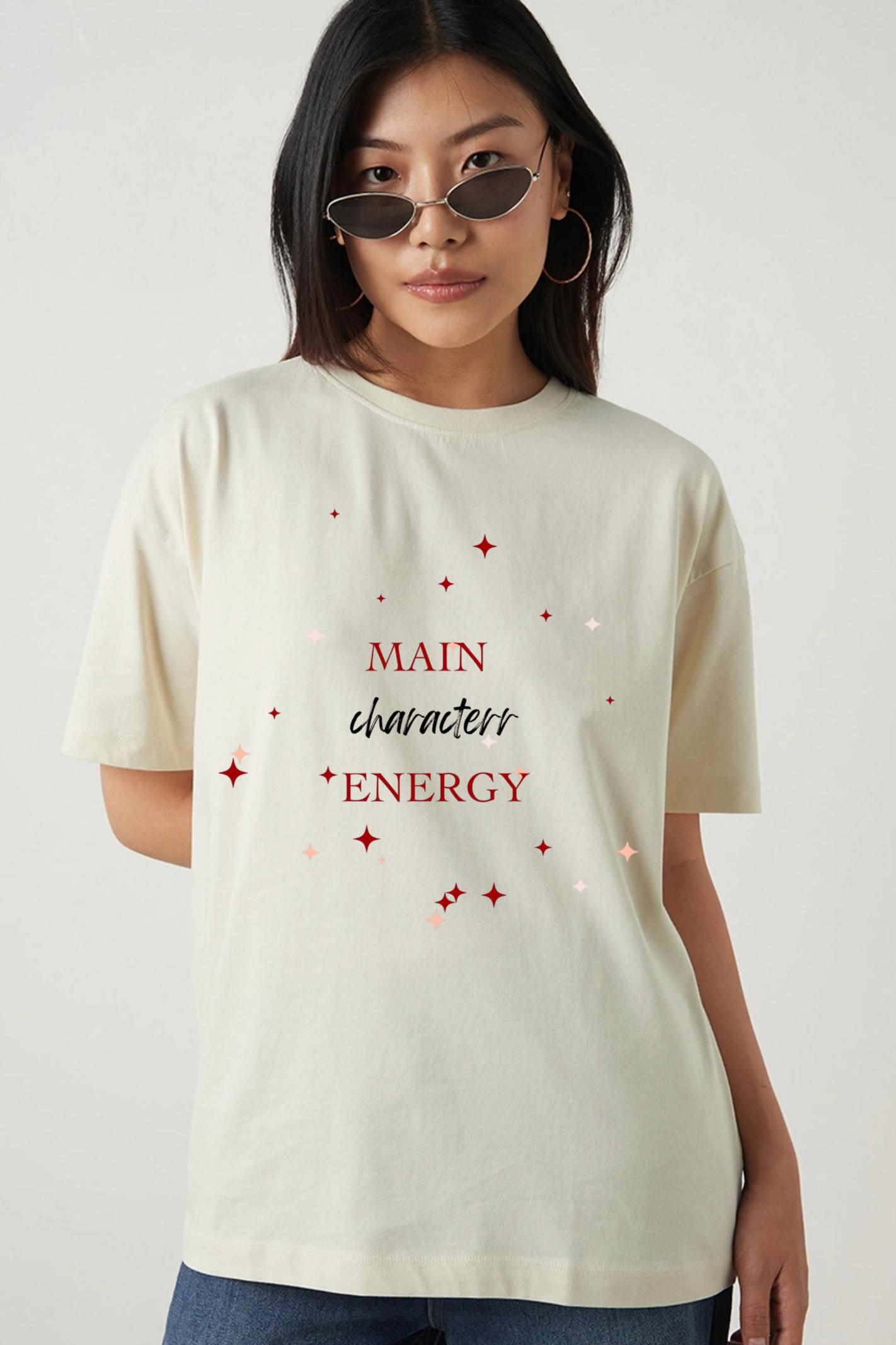 Main Character Energy Graphic Printed Classic Oversized T-shirt For Women [240GSM]
