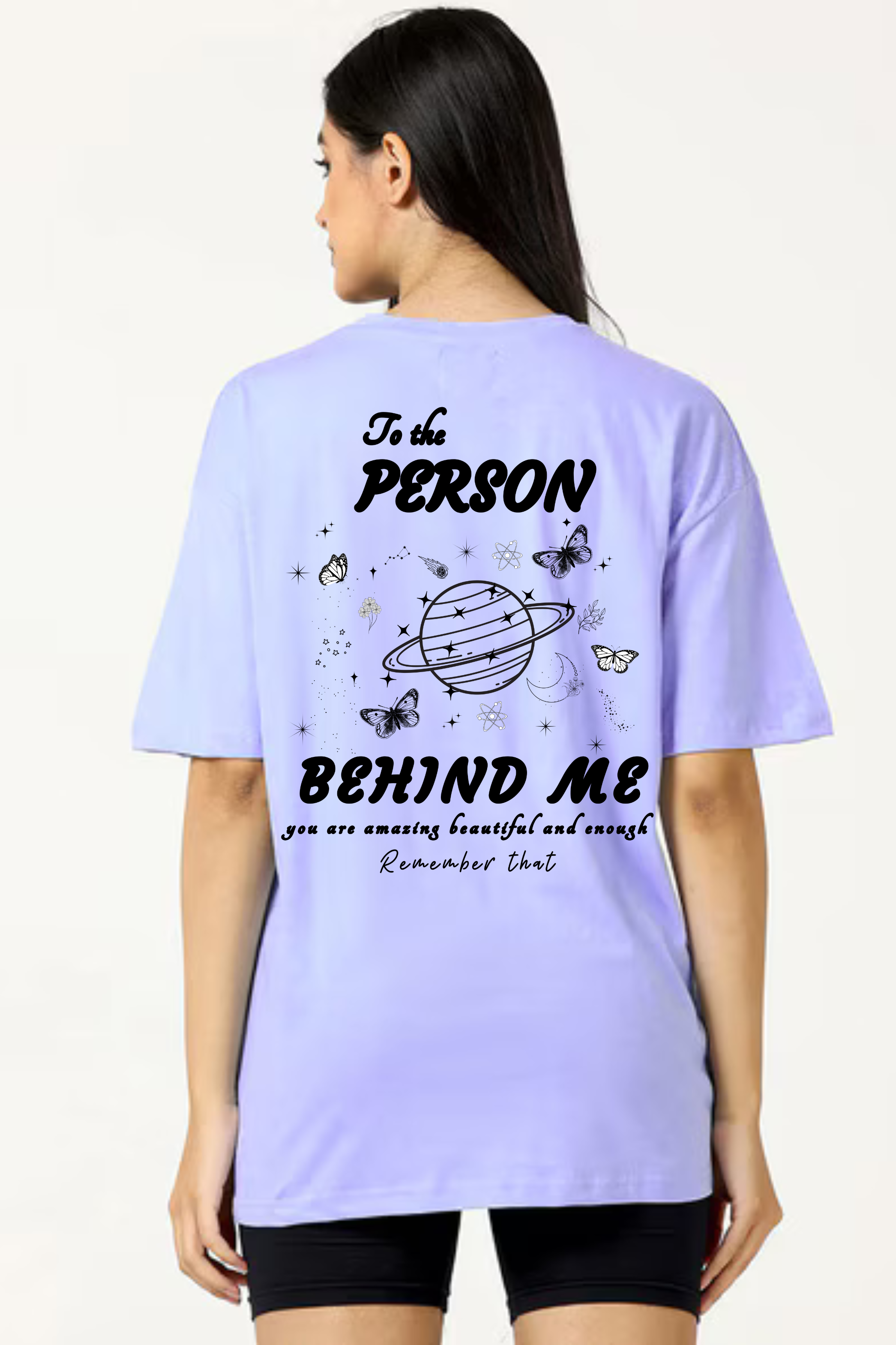 Positive Vibes Graphic Front And Back Printed Classic Oversized T-shirt for Women [240 GSM]