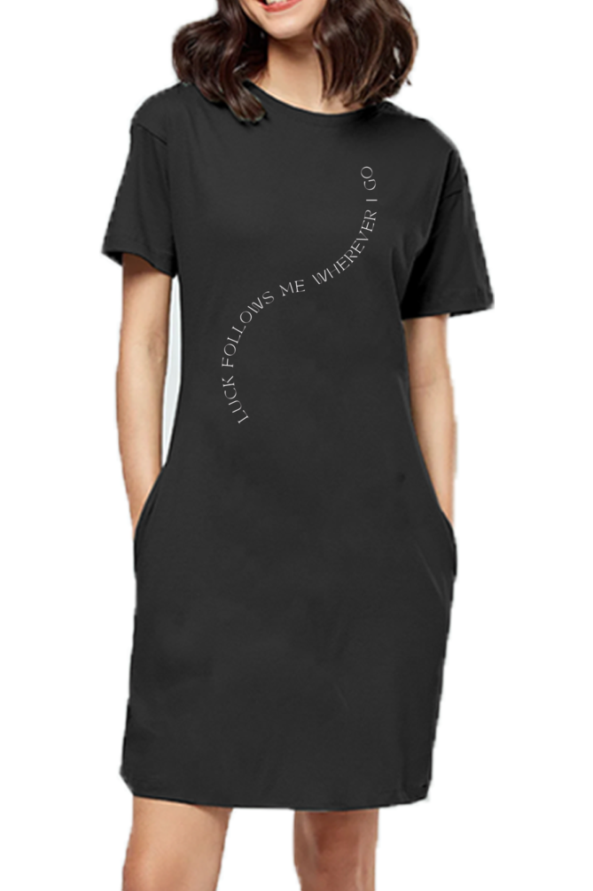 Luck Printed T-Shirt Dress For Women