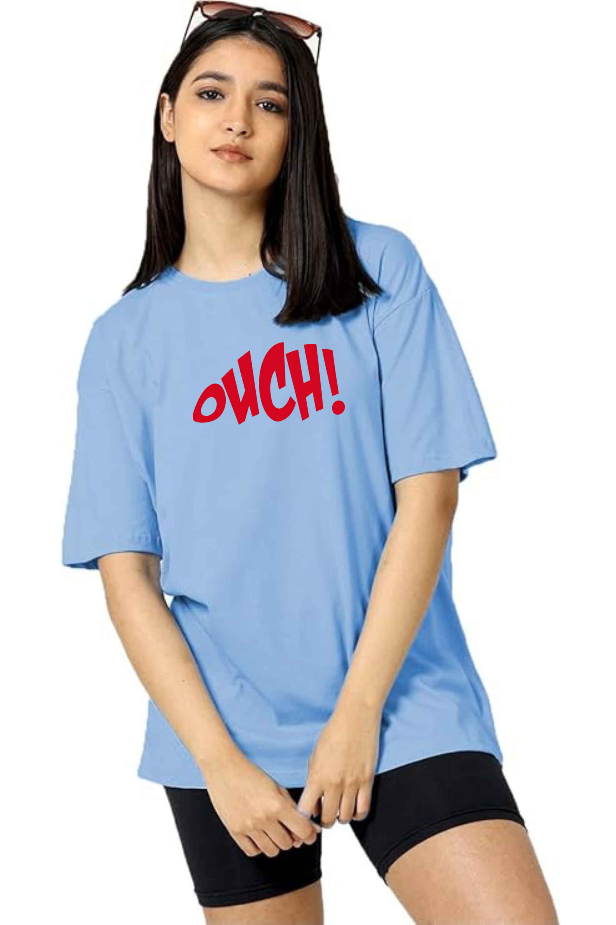 Ouch Graphic Printed Classic Oversized T-shirt For Women [240GSM]