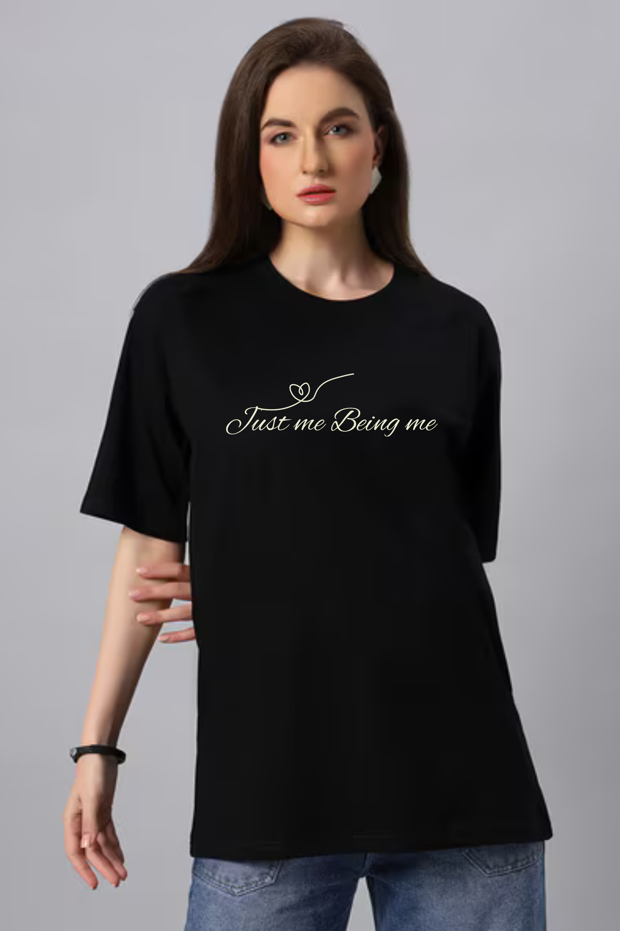 Just Me Being Me Graphic Printed Classic Oversized T-shirt For Women [240GSM]