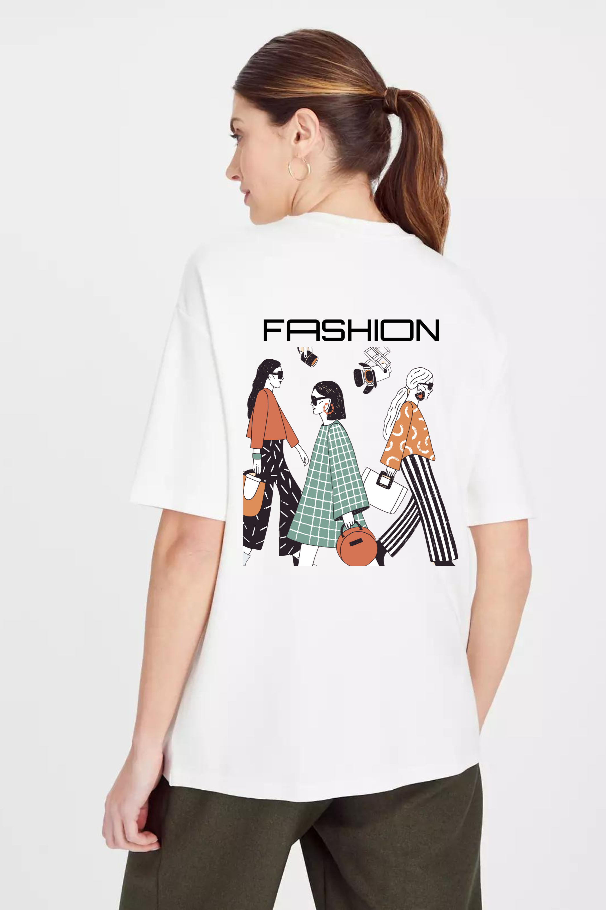 Fashion Graphic Front And Back Printed Classic Oversized T-shirt for Women [240GSM]