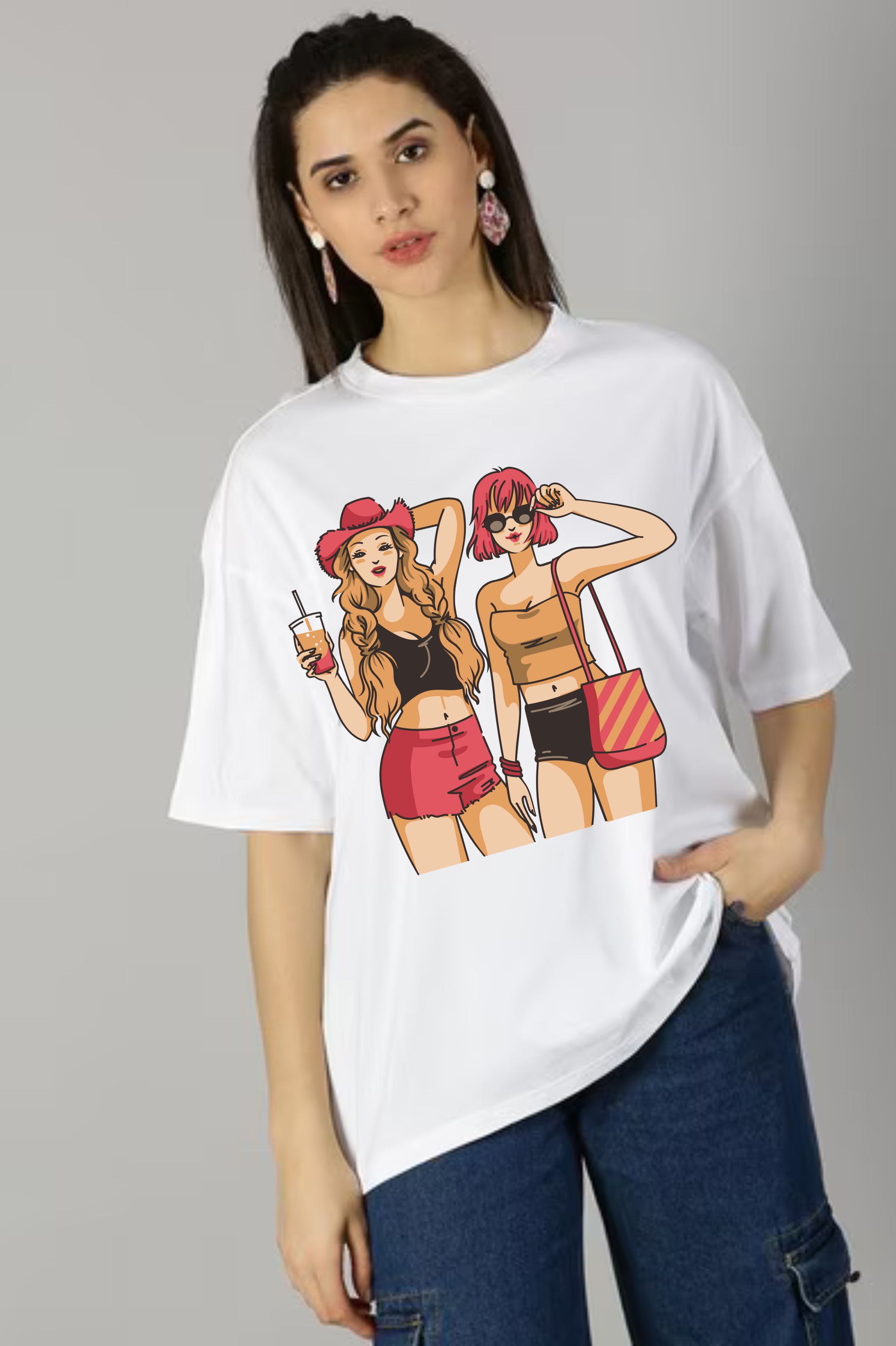 Stylish Graphic Printed Standard Oversized T-shirt for Women [180GSM]