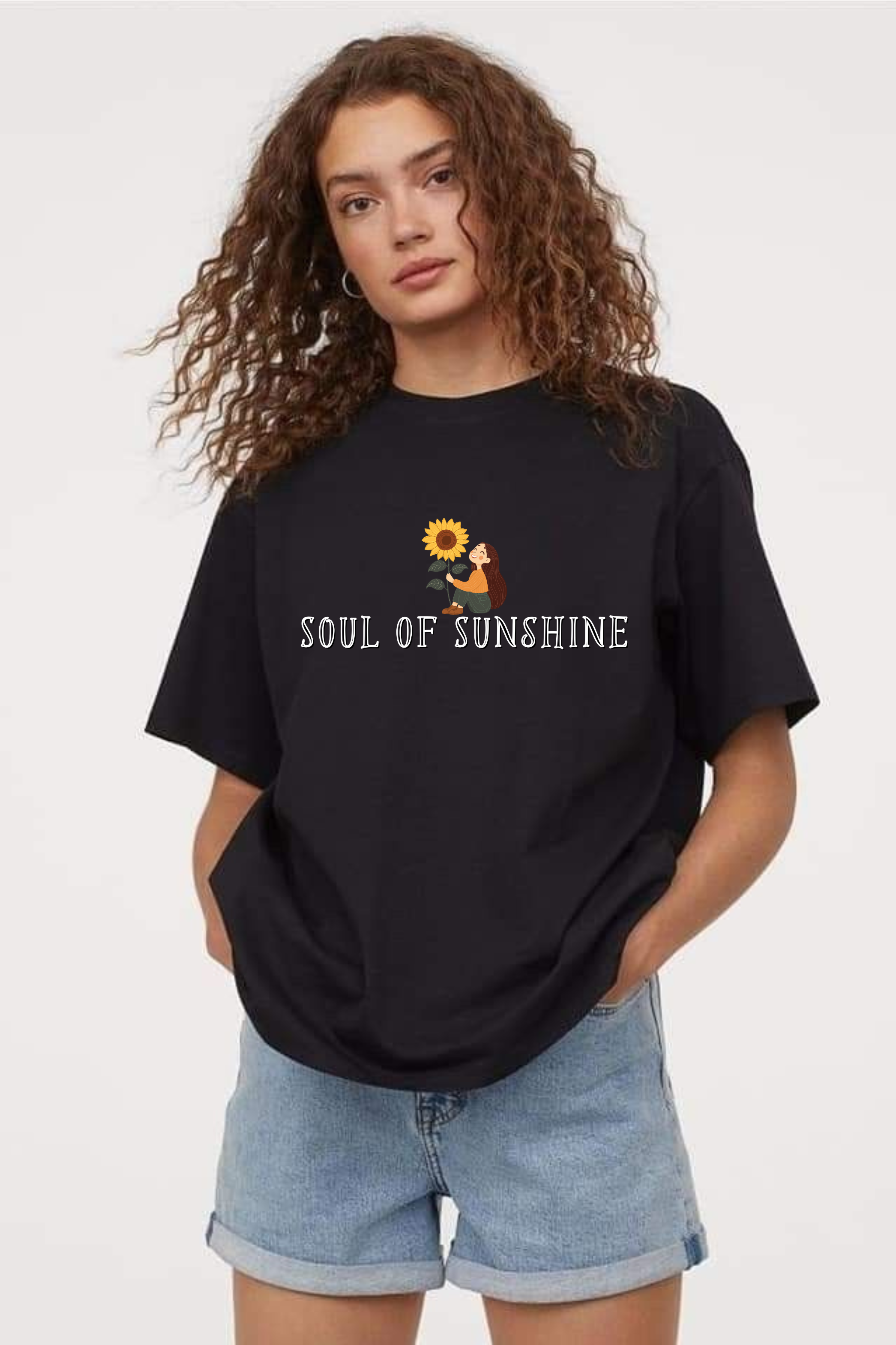 Soul Of Sunshine Graphic Printed Classic Oversized T-shirt For Women [240GSM]