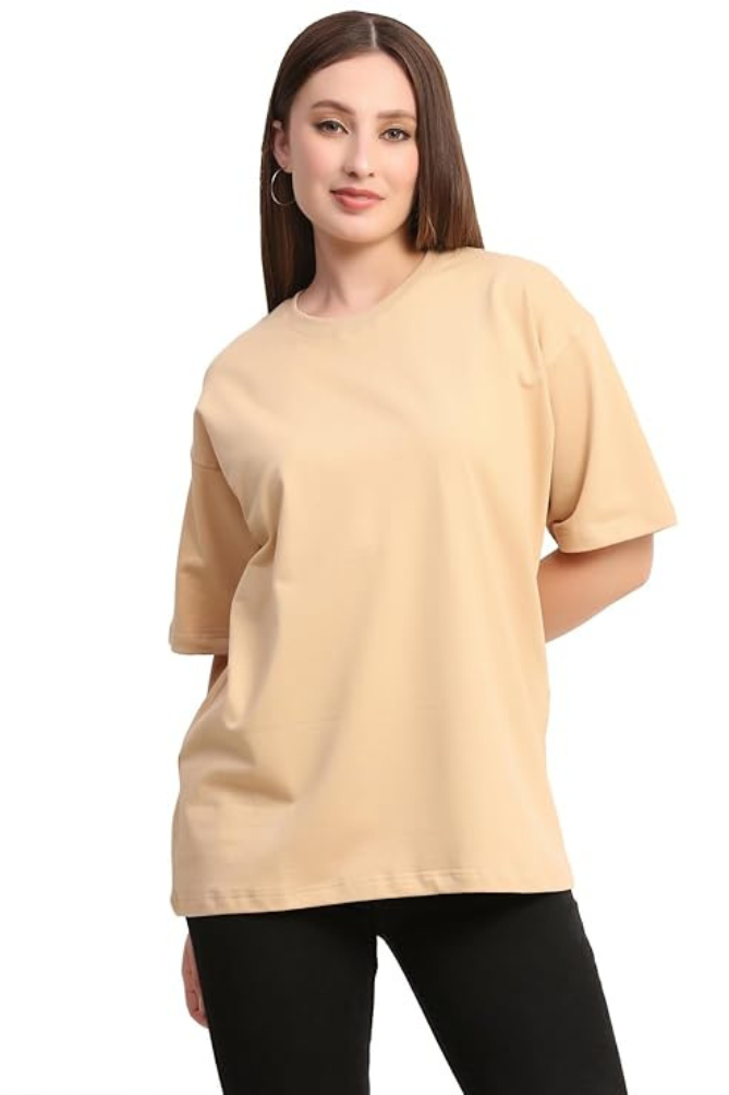 Solid Oversized Classic T-shirt for Women[240GSM]