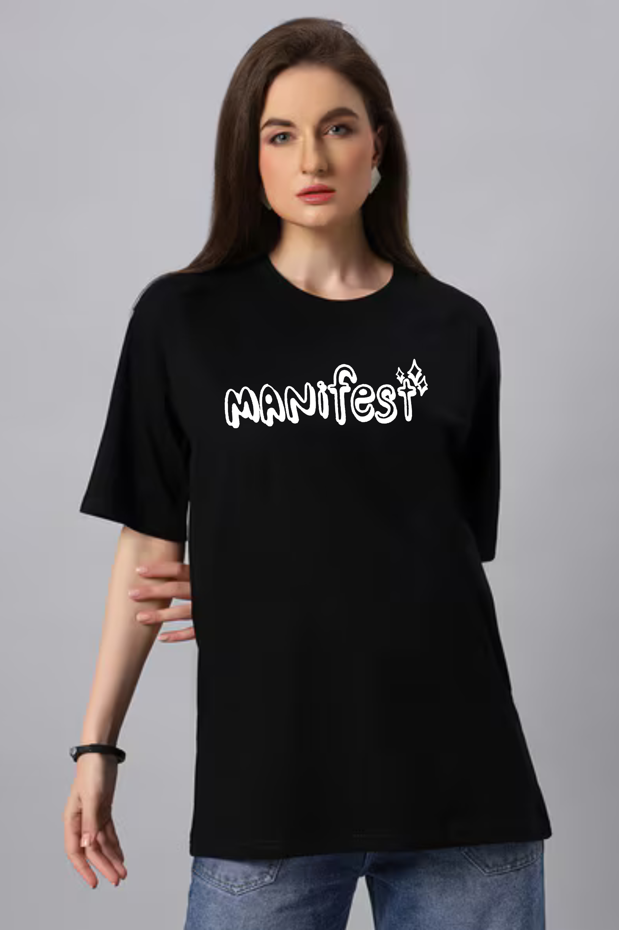 Manifest Graphic Printed Classic Oversized T-shirt For Women [240GSM]