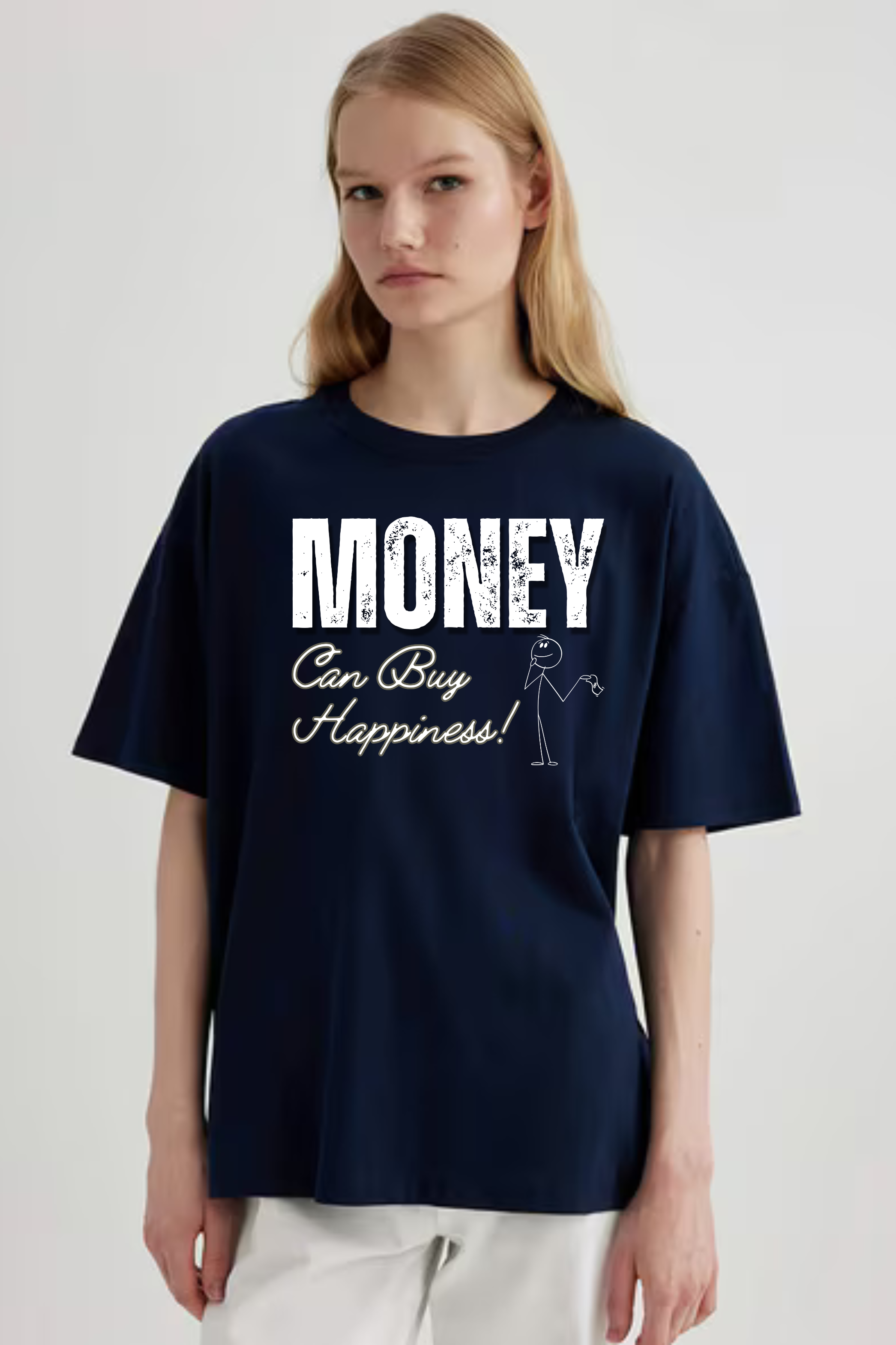 Unisex Money Can Buy Happiness Graphic Printed T-shirt For Men & Women [ 240 GSM ]