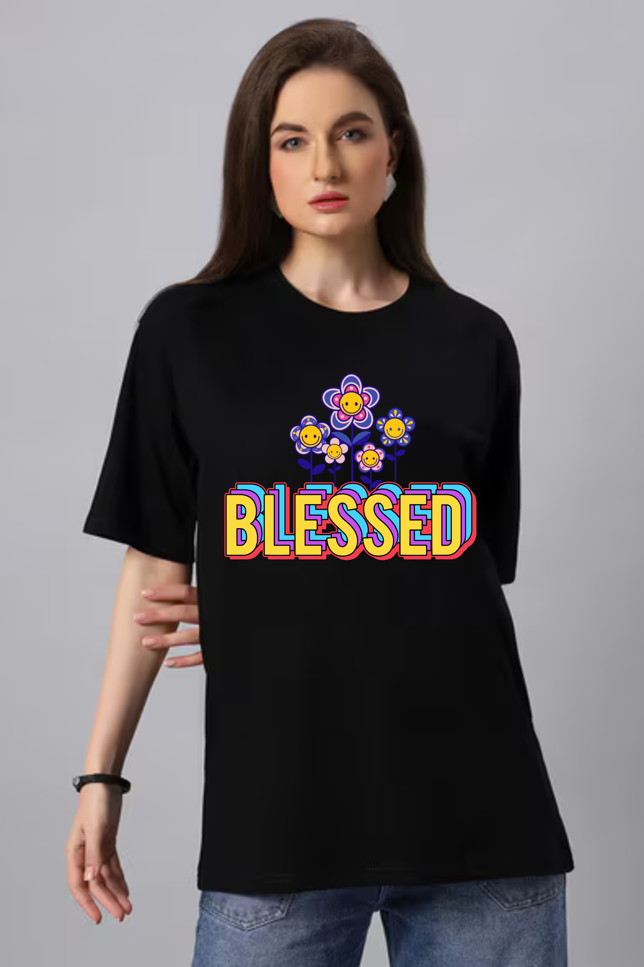Blessed Graphic Classic Oversized T-shirt for Women [240 GSM]