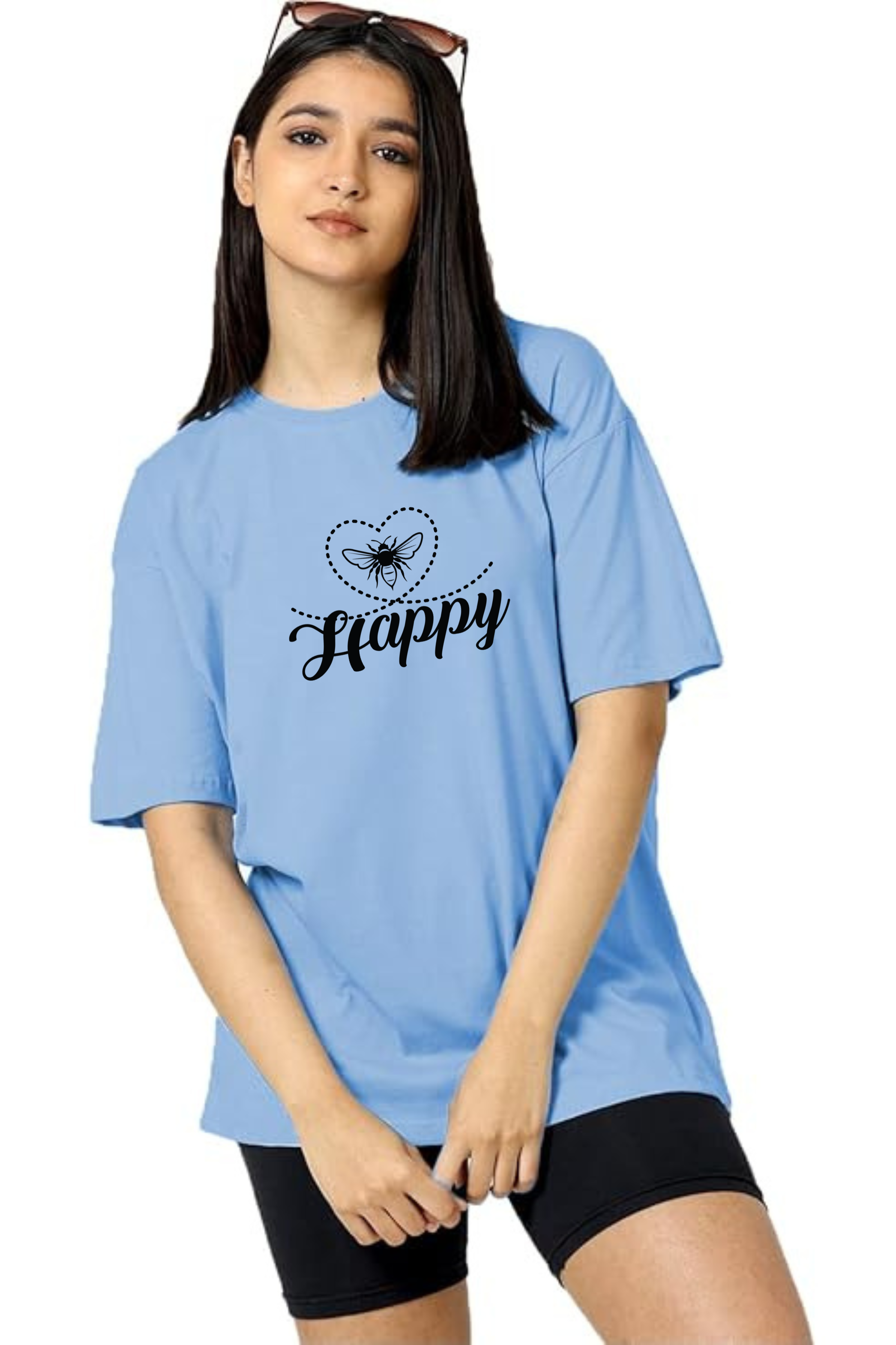 Be Happy Graphic Printed Classic Oversized T-shirt For Women [240GSM]