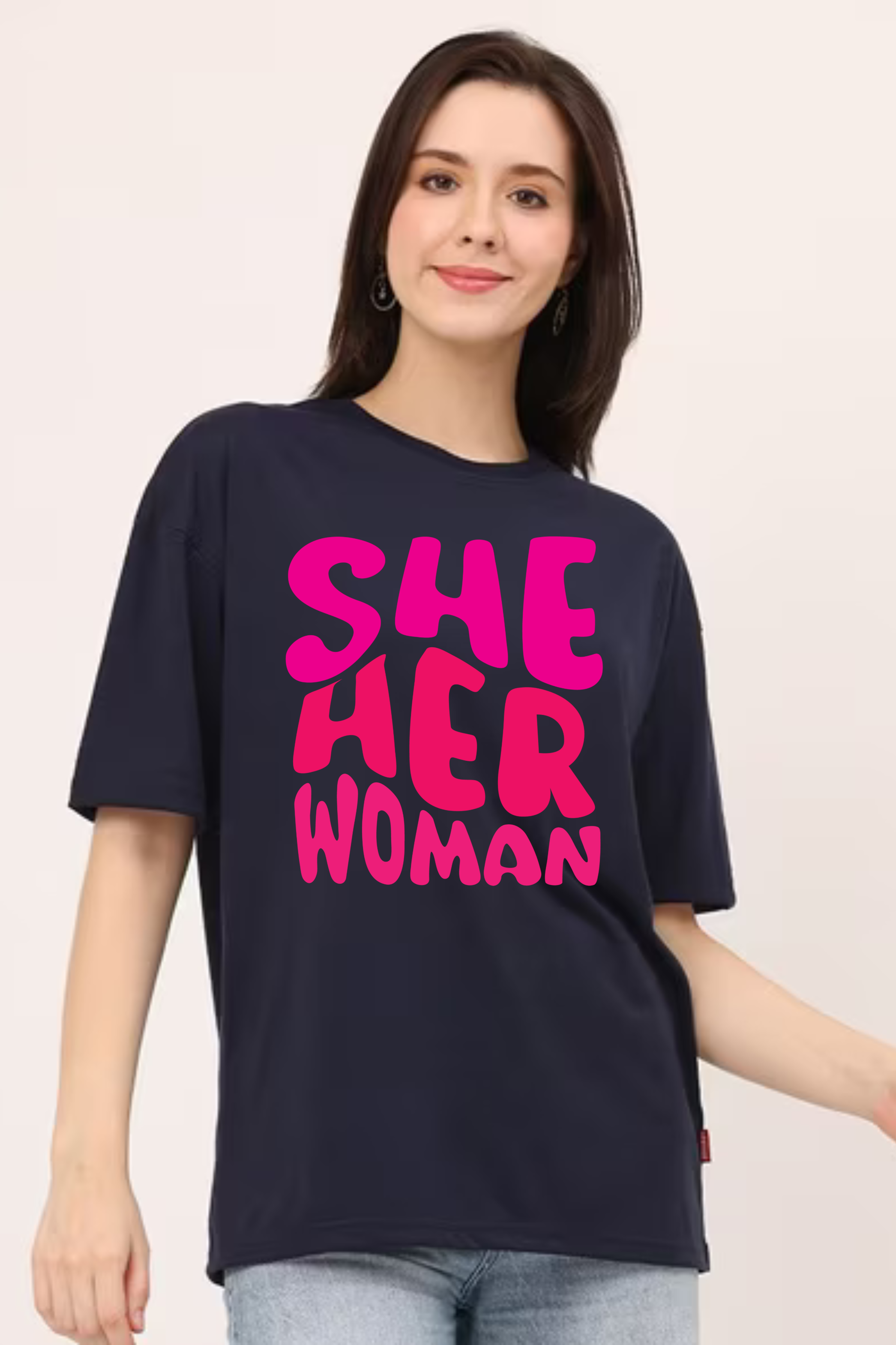 She Her Woman Graphic Classic Oversized T-shirt for Women [240 GSM]