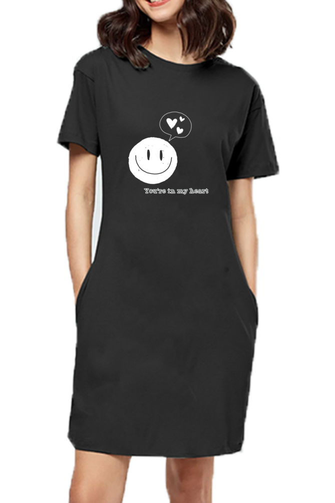 You Are In My Heart Printed T-Shirt Dress For Women