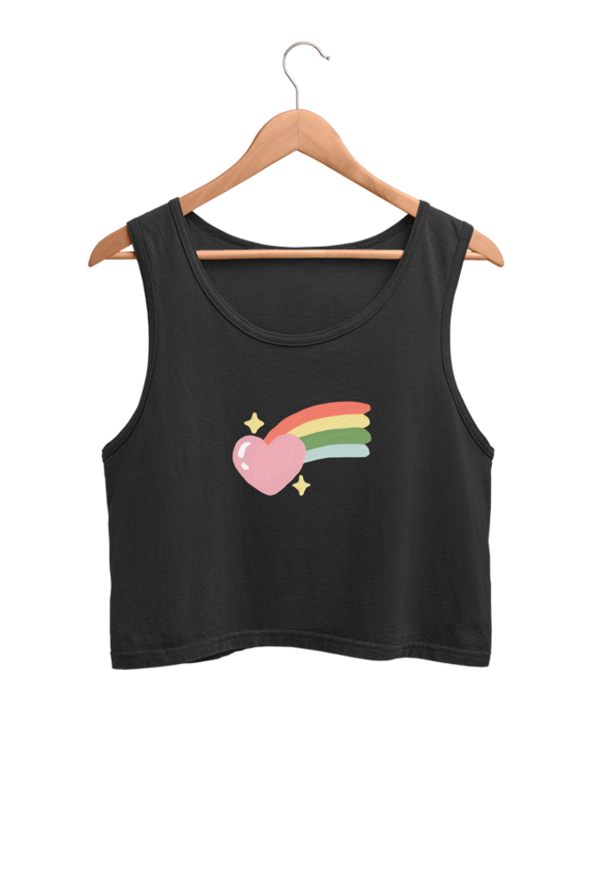 Rainbow  Printed Crop Tank Top For Women