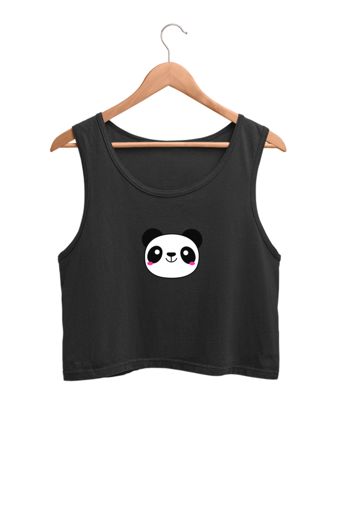 Panda Printed Crop Tank Top For Women
