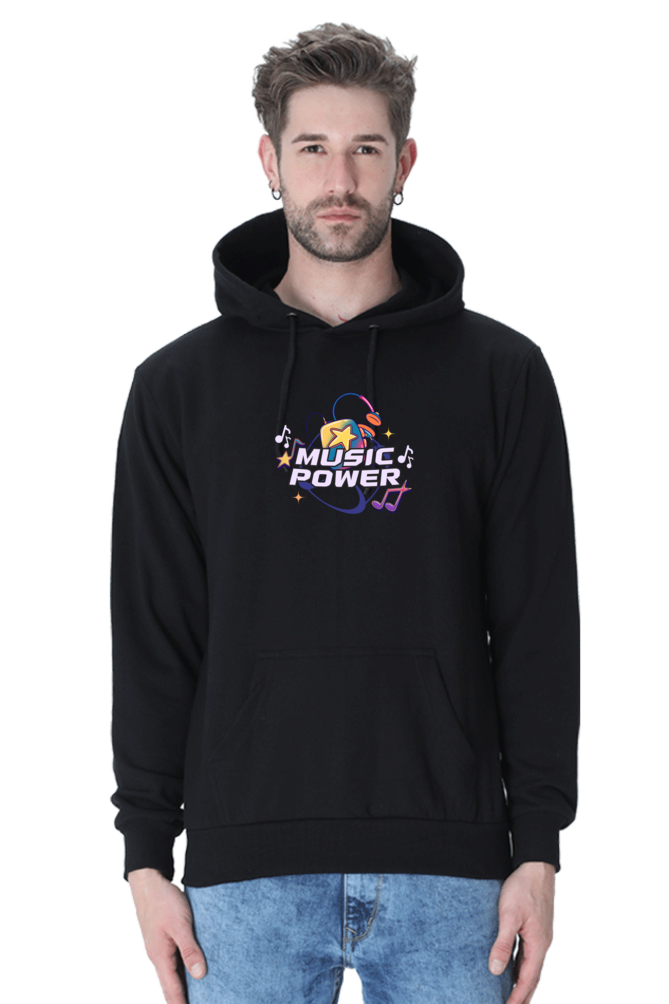 Music Is Power Graphic Printed Hoodie For Men  [Light Weighted 300 GSM ]