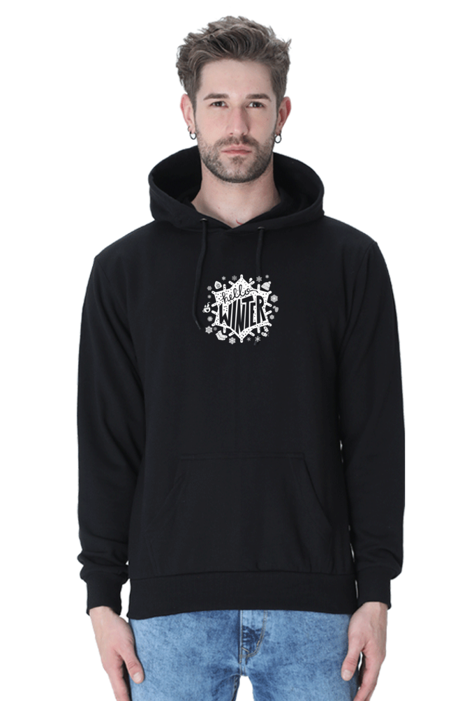Hello Winter Graphic Printed Hoodie For Men  [Light Weighted 300 GSM ]