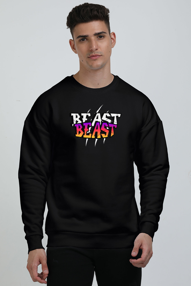 Beast Graphic Printed Oversized Sweatshirts For Men [ Heavyweight 400 GSM ]