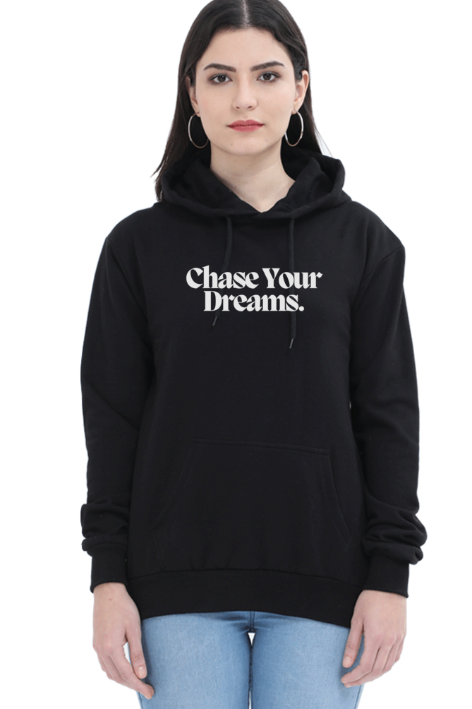 Chase Your Dream Graphic Printed Hoodie For Women [Light Weighted 300 GSM ]