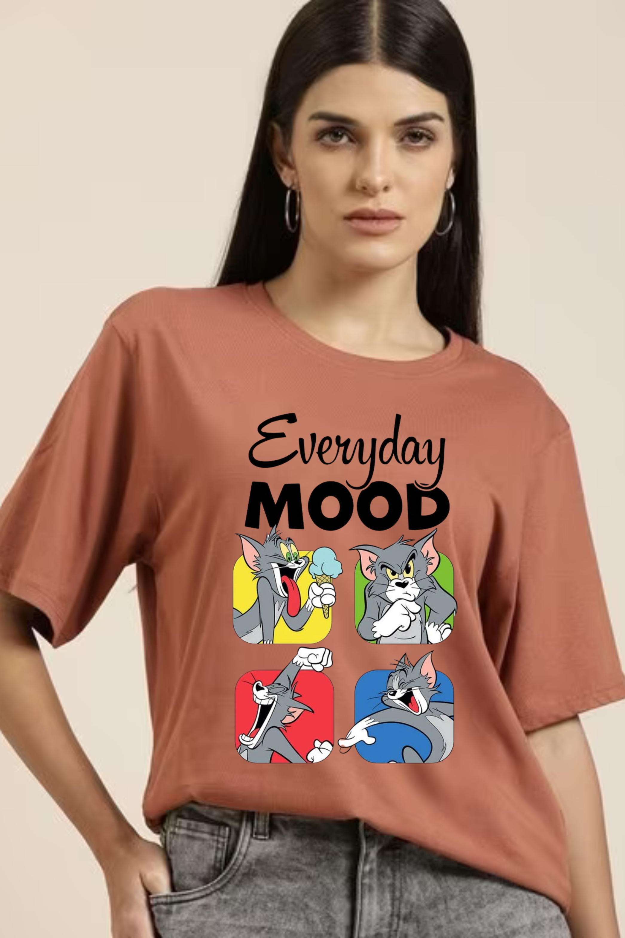 Everyday Mood Graphic Printed Classic Oversized T-shirt For Women [240GSM]