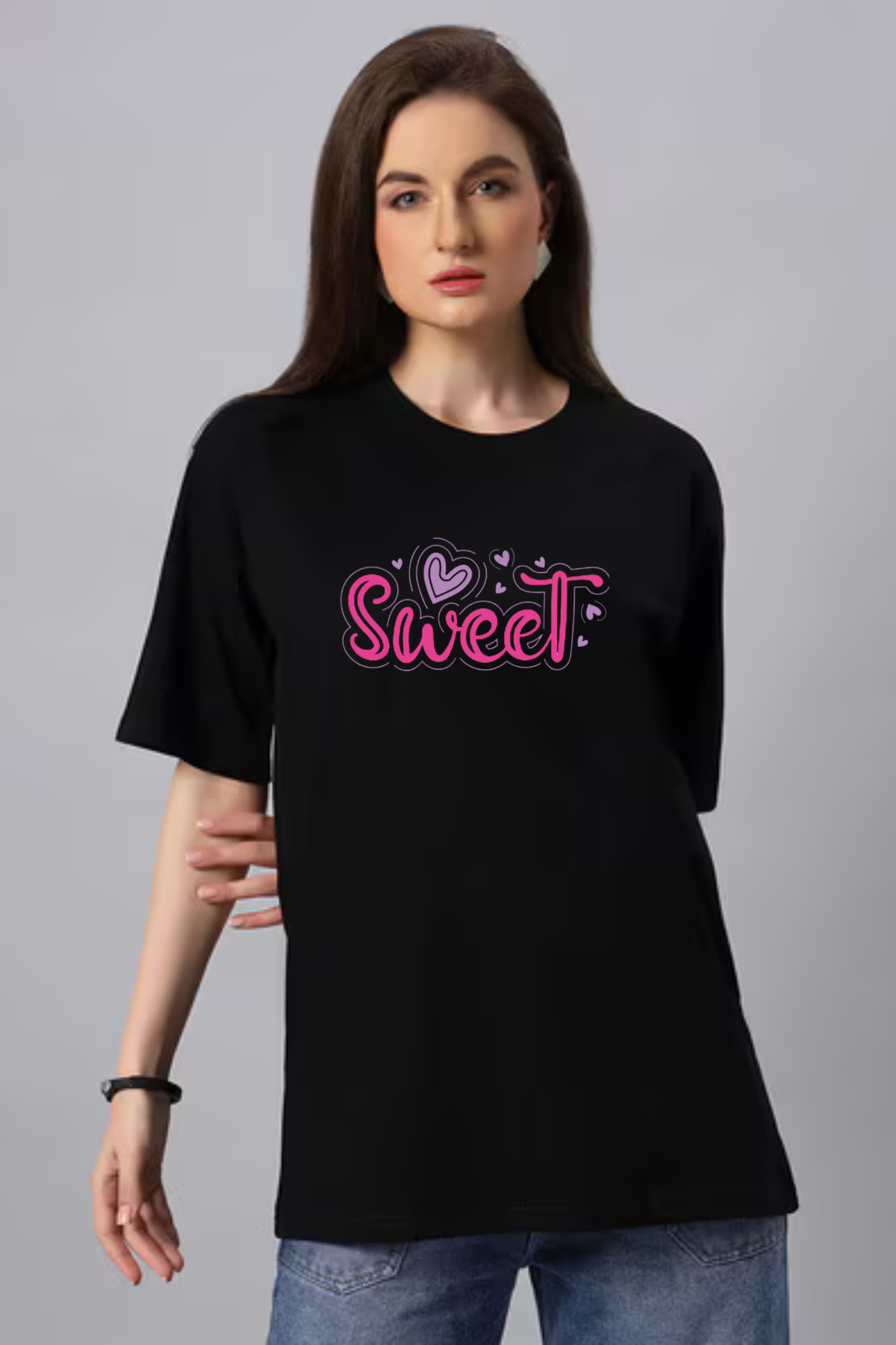 Sweet  Graphic Printed Classic Oversized T-shirt For Women [240GSM]