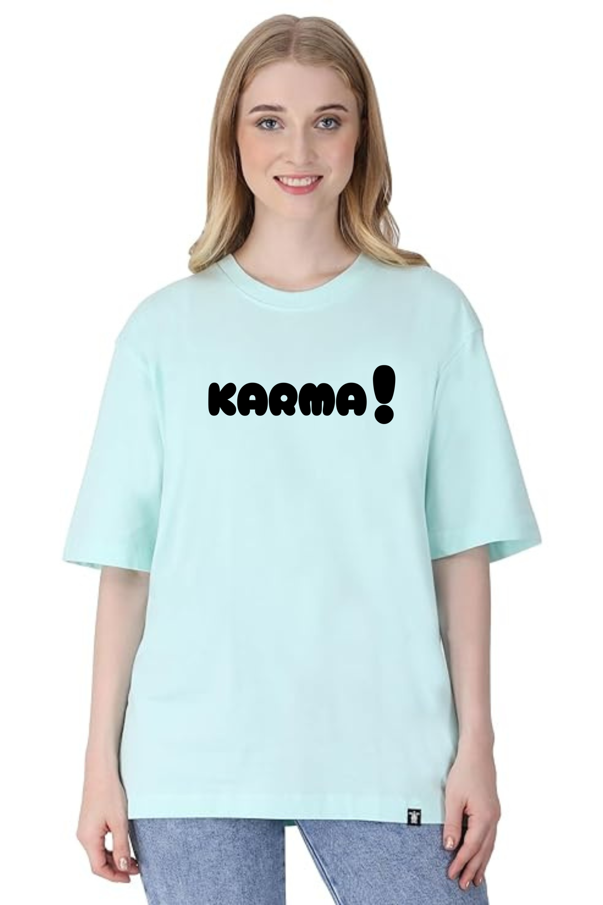 Karma Graphic Printed Classic Oversized T-shirt For Women 240GSM]