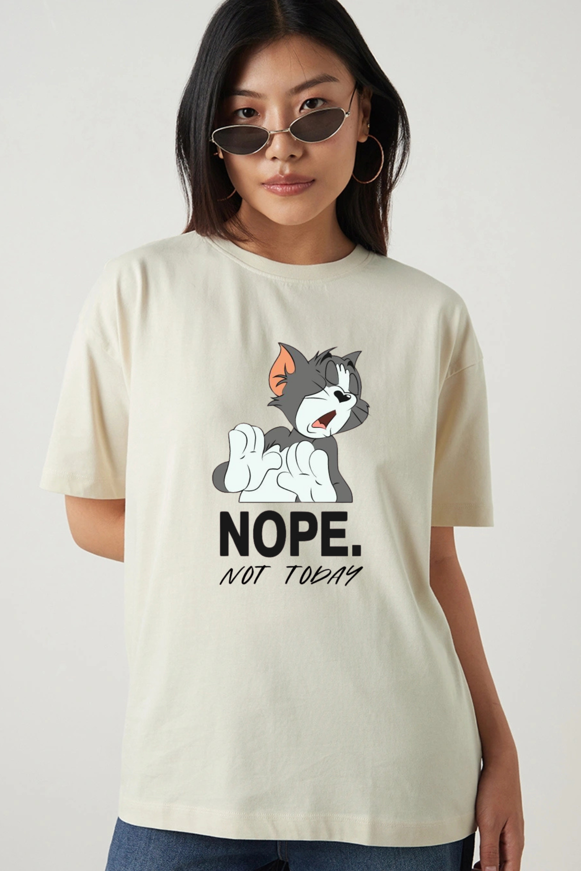 Nope Not Today Graphic Printed Classic Oversized T-shirt For Women [240GSM]